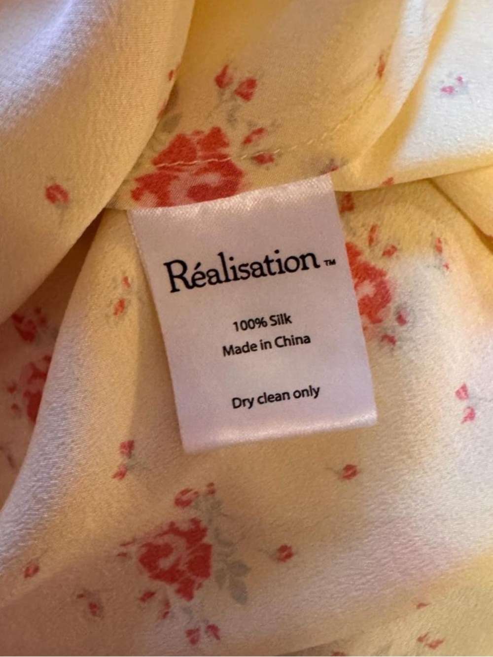 Realisation Par Isabelli 100% silk Yellow Floral V-Neck Sundress L - Picture 8 of 8